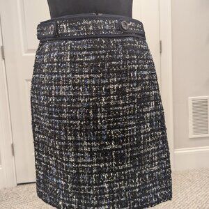 Ann Taylor Black with Blue, Beige and Sparkle accents Mini Skirt 00P